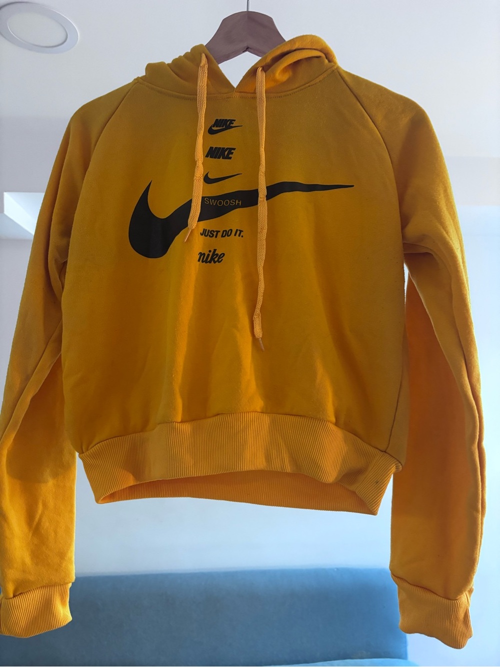 Nike Women’s Mustard Yellow Swoosh Crewneck Hoodie